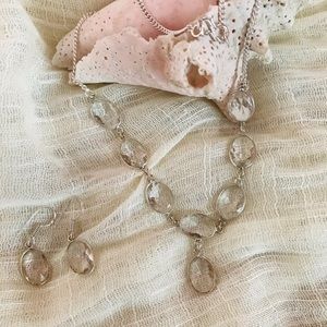 NEW Crystal Topaz 925 Silver Necklace /Earring Set